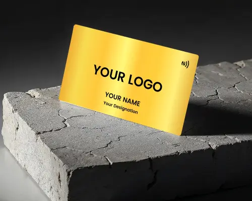 Luxury Gold Finish Horizontal NFC Metal Smart Visiting Card (Engraving)