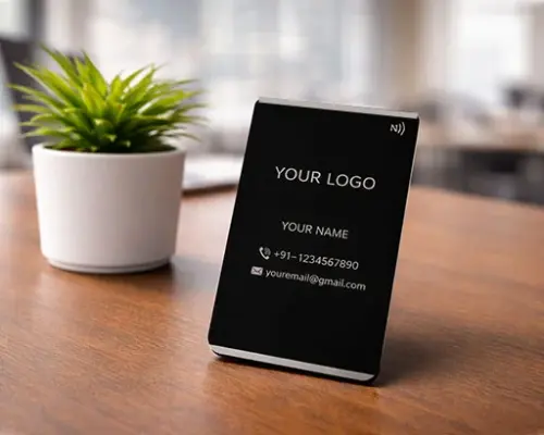 Customisable Black Metal NFC Card with Branding & Digital Links (Engraving)