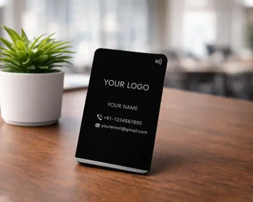 Luxury Matte Black Metal Digital Visiting Card for Professional Networking (Engraving)