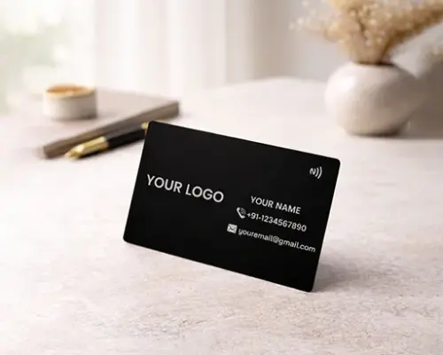 Luxury Black Metal Digital Visiting Card (Engraving)