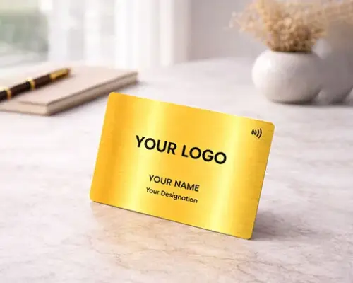 Luxury Gold Finish Horizontal NFC Metal Smart Visiting Card (Engraving)