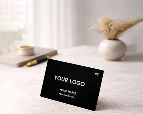Elite Black Metal NFC Business Card with Seamless Digital Profile Sharing (Engraving)