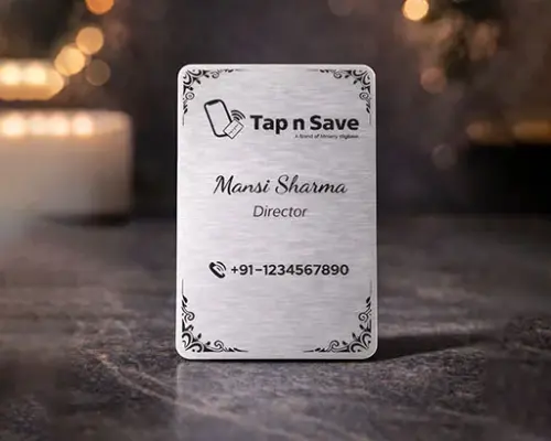 Elite Silver Metal NFC Business Card with Seamless Digital Profile Sharing