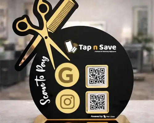 Salon Social & Review Engagement QR Display Stand