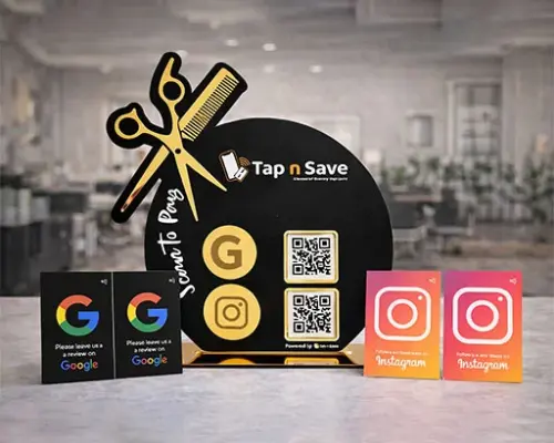 Luxury Salon Digital Review, Payment & Instagram Promotion Round Display Combo