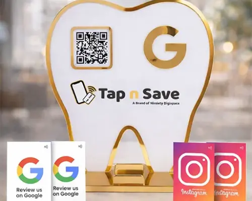 Premium Dental Clinic Google Review & Instagram Growth Tooth-Shaped Display Combo