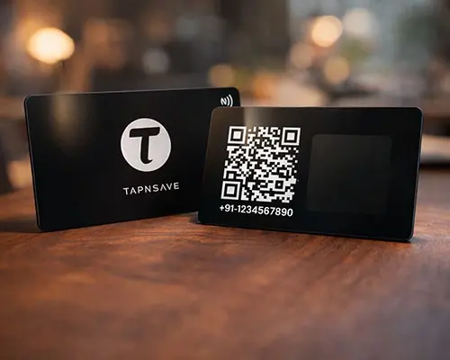 Black Horizontal NFC Metal Business Card with Tap-to-Share Technology (Engraving)