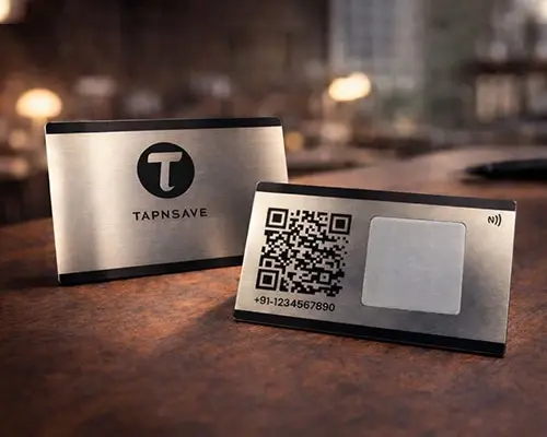 Elegant Silver-Plated Metal NFC Card with Advanced Tap-to-Share Technology