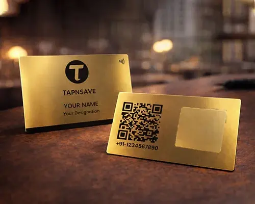 Luxury Gold Finish Horizontal NFC Metal Smart Visiting Card (Engraving)