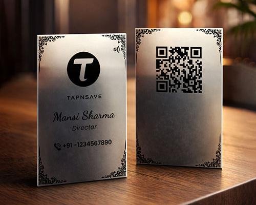 Elite Silver Metal NFC Business Card with Seamless Digital Profile Sharing