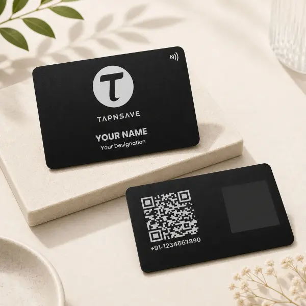 Black Horizontal NFC Metal Business Card with Tap-to-Share Technology (Engraving)