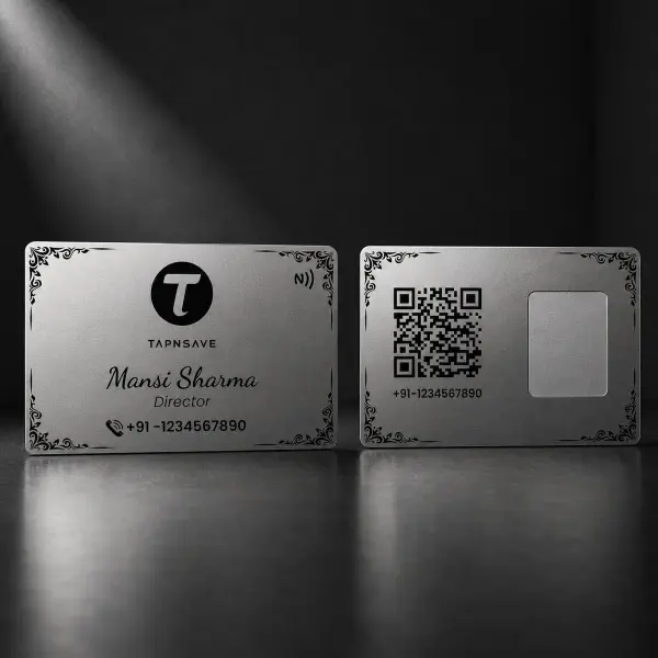 Premium Silver Metal NFC Business Card with Contactless Smart Technology (Engraving)