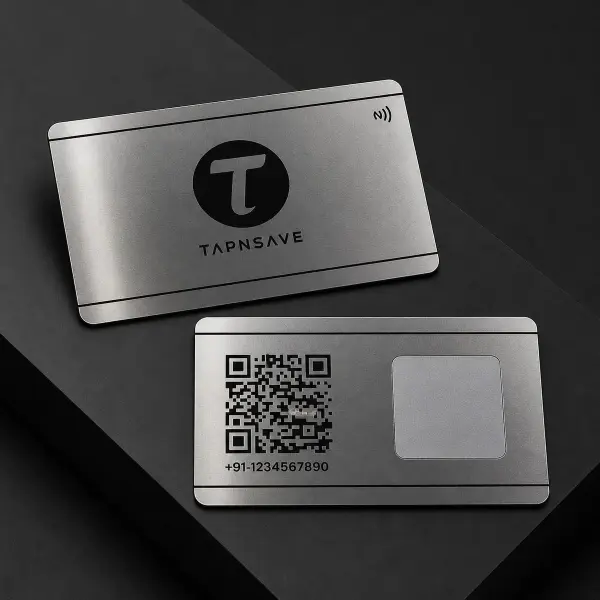 Elegant Silver-Plated Metal NFC Card with Advanced Tap-to-Share Technology