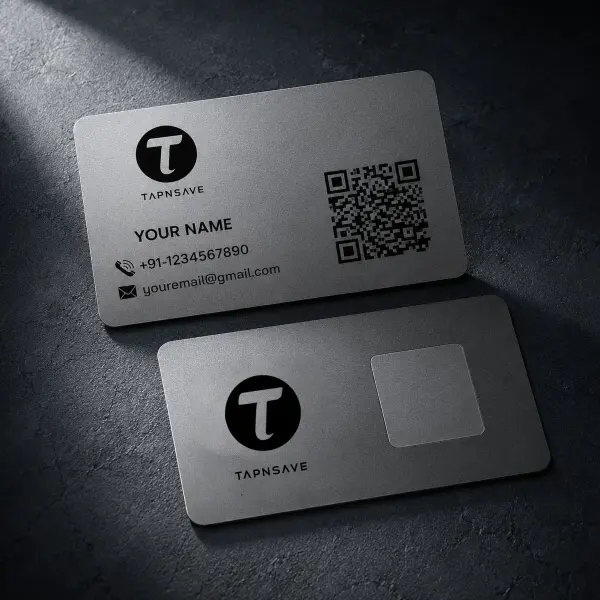 Elite Silver Metal NFC Business Card with Seamless Digital Profile Sharing (Engraving)