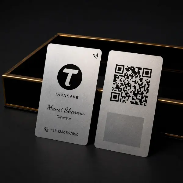 Elite Silver Metal NFC Business Card with Seamless Digital Profile Sharing