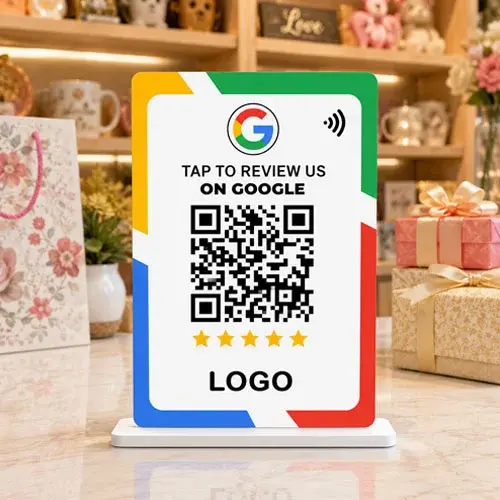 One-Tap Google Review NFC Standee with QR Code – Instant Customer Feedback Solution -009(4"x6")