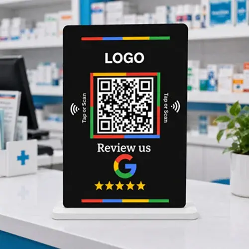 Contactless Google Review Collection NFC Standee with QR Code for Shops & Restaurants -008(4"x6")