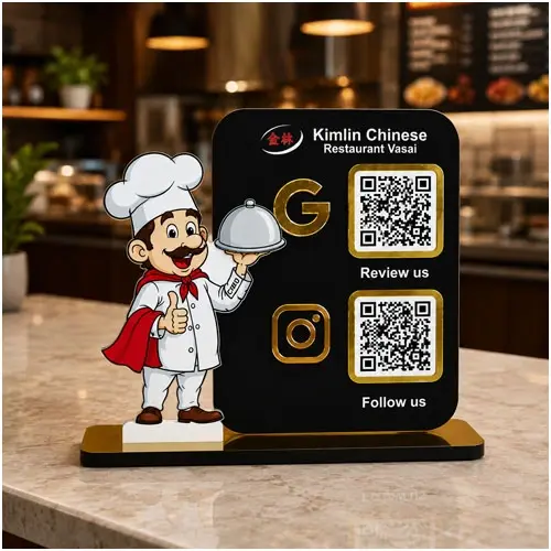 Restaurant NFC Review & Follow Display Stand for Customer Engagement