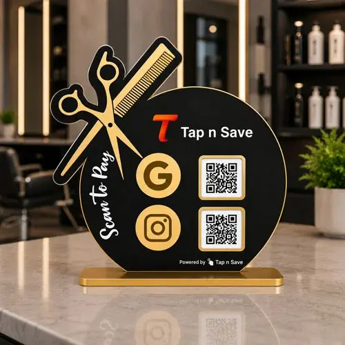 Salon Social & Review Engagement QR Display Stand