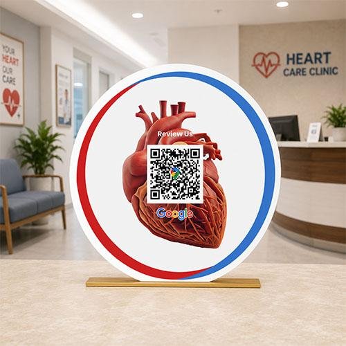 Heart Anatomy QR Review Standee for Clinics, Hospitals and Medical Reception