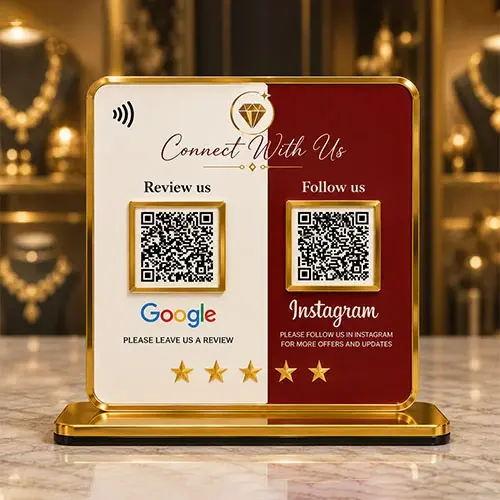 Jewellery Store Google Review & Instagram NFC Display Standee