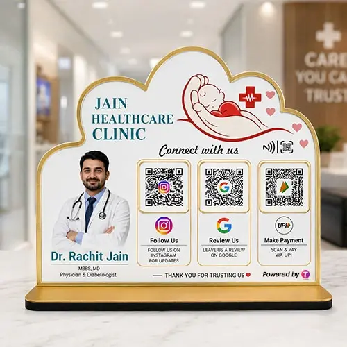 Personalised Hospital QR & NFC Acrylic Standee