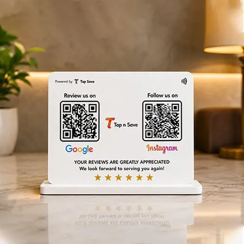 2-in-1 Google Review & Instagram QR Standee (6x4) inch