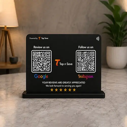 Premium Google Review & Instagram QR Standee (6x4) inch