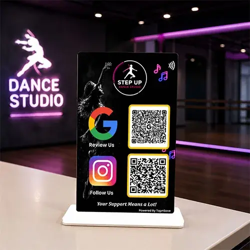 Premium Dance Studio QR & Social Media Standee (4 × 6 Inch)