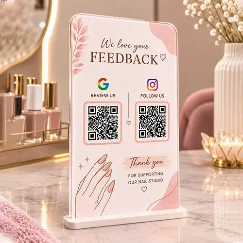 Nail Salon Google Review & Instagram Display Standee