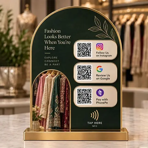 Premium Fashion Store Google Review, Instagram & UPI NFC Standee