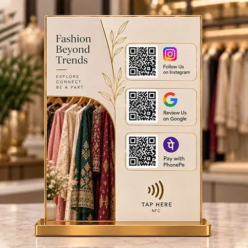 Premium Fashion Boutique Smart QR & NFC Standee