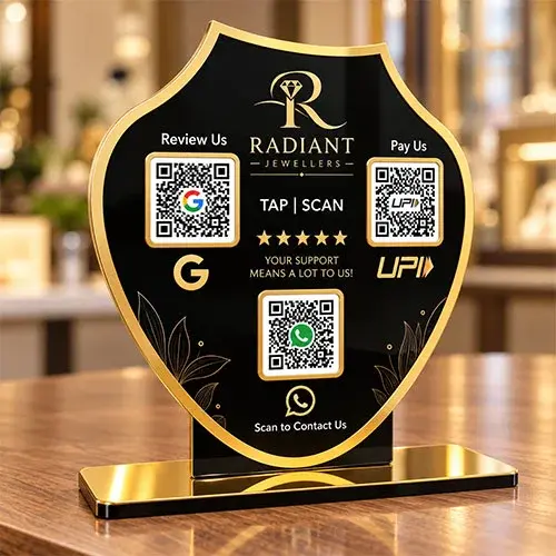 Premium Jewellers Google Review, UPI & WhatsApp QR Standee