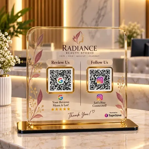 Transparent Google Review & Instagram QR Code Standee
