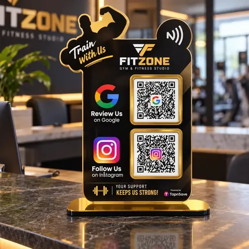 Premium Gym Google Review & Instagram QR Code Standee