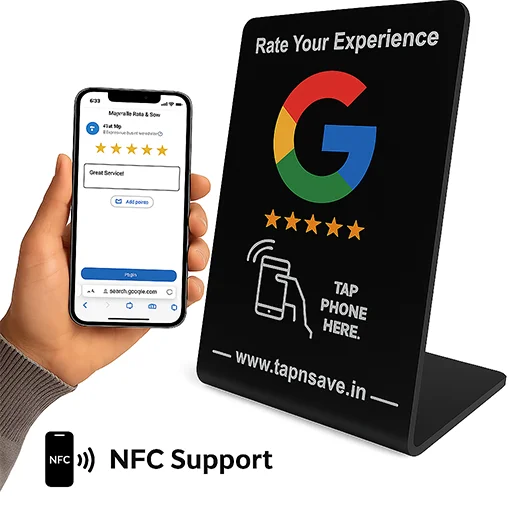 Google Review Rating Booster NFC Standee – Collect More 5-Star Reviews Easily -010(4"x6")