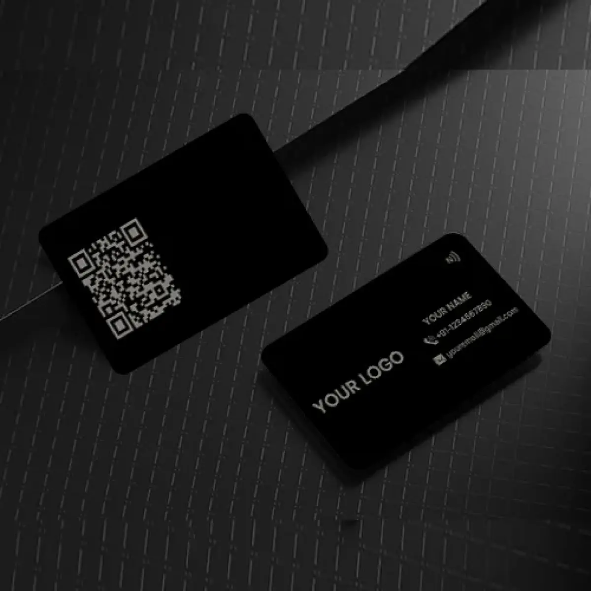 Luxury Black Metal Digital Visiting Card (Engraving)