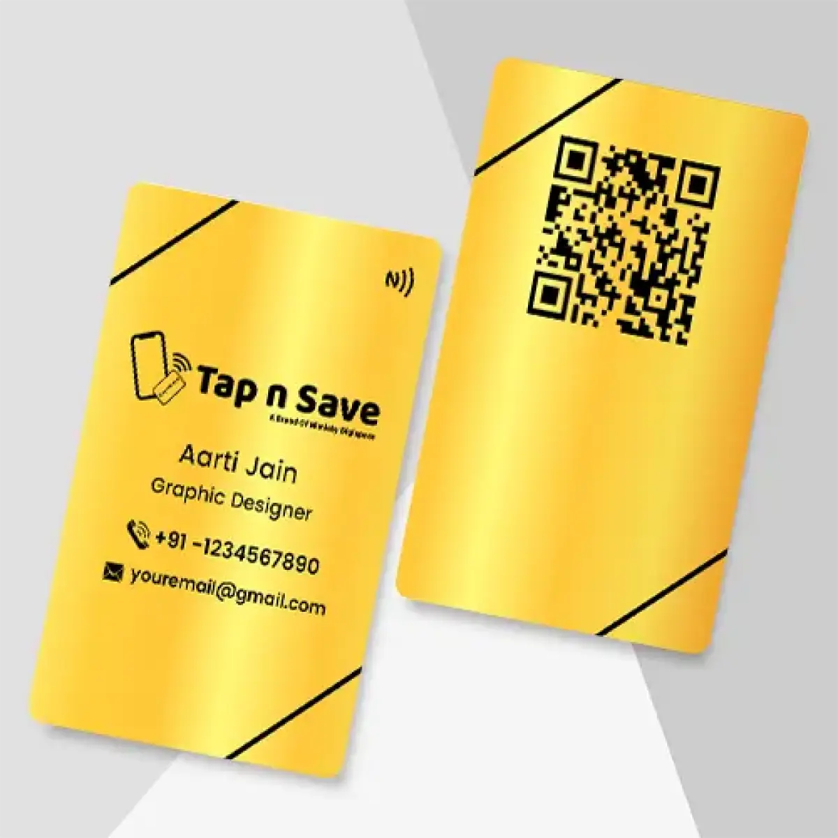 High-End Gold Finish Metal Smart Tap Card for Effortless Contact Sharing (Engraving)