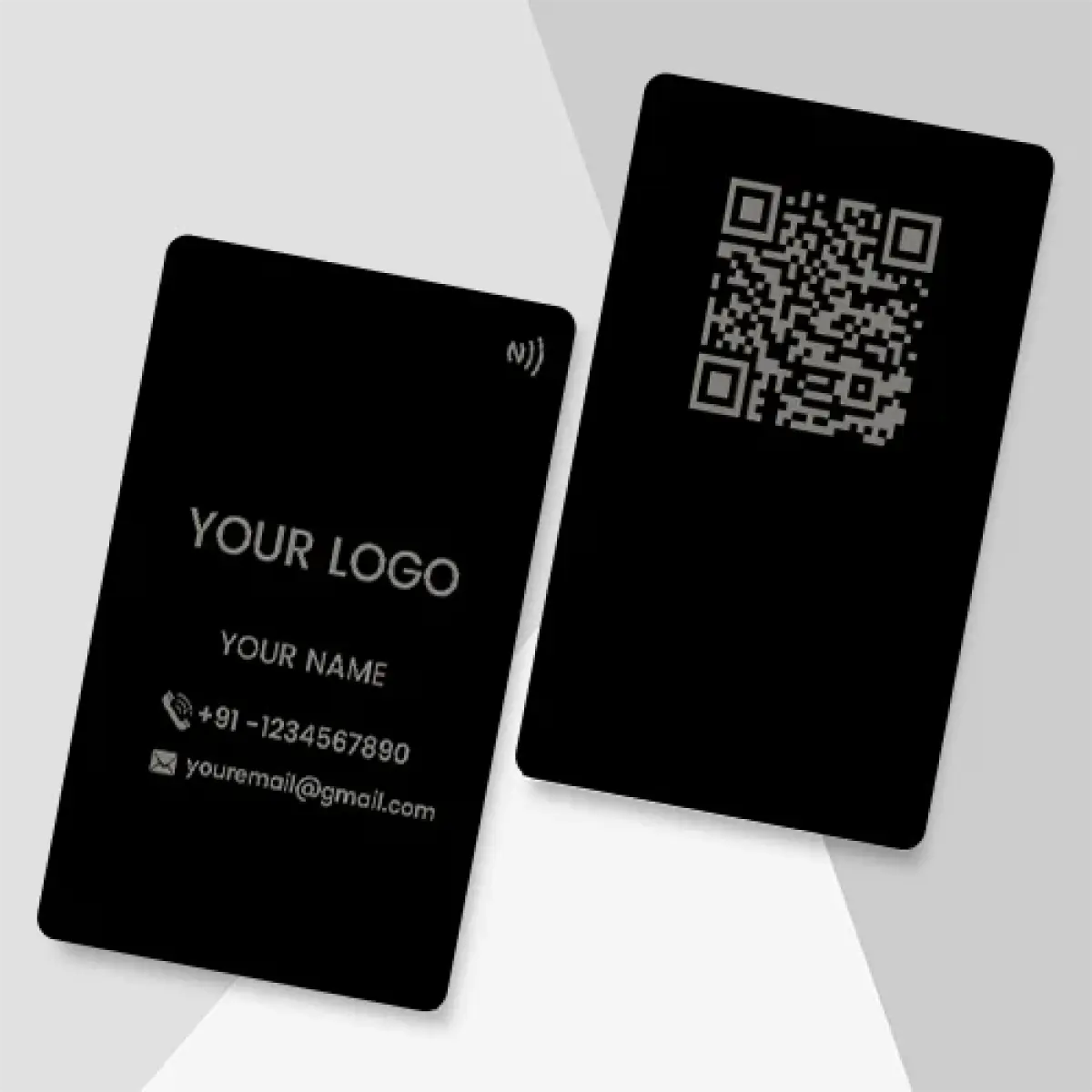 Luxury Matte Black Metal Digital Visiting Card for Professional Networking (Engraving)