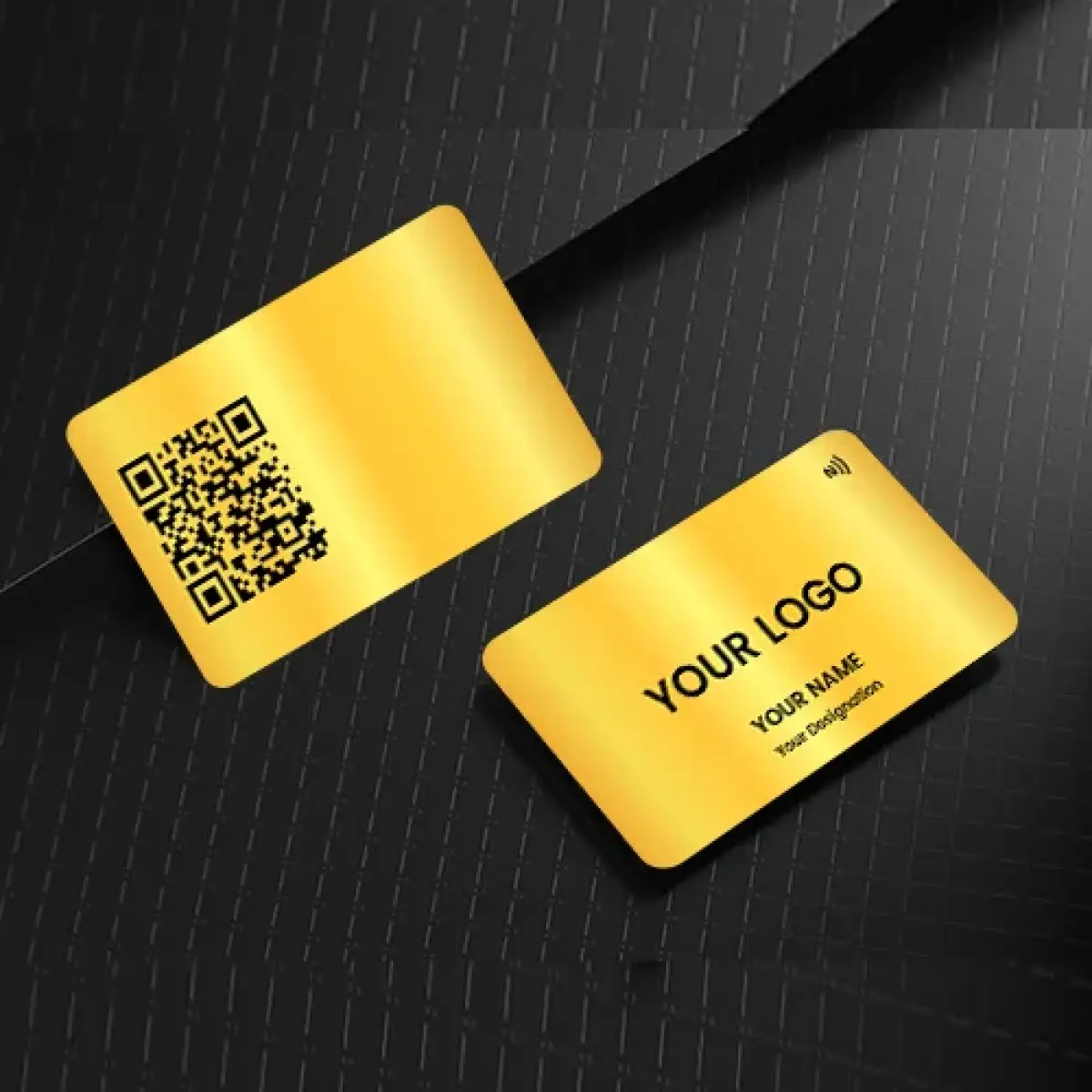 Luxury Gold Finish Horizontal NFC Metal Smart Visiting Card (Engraving)