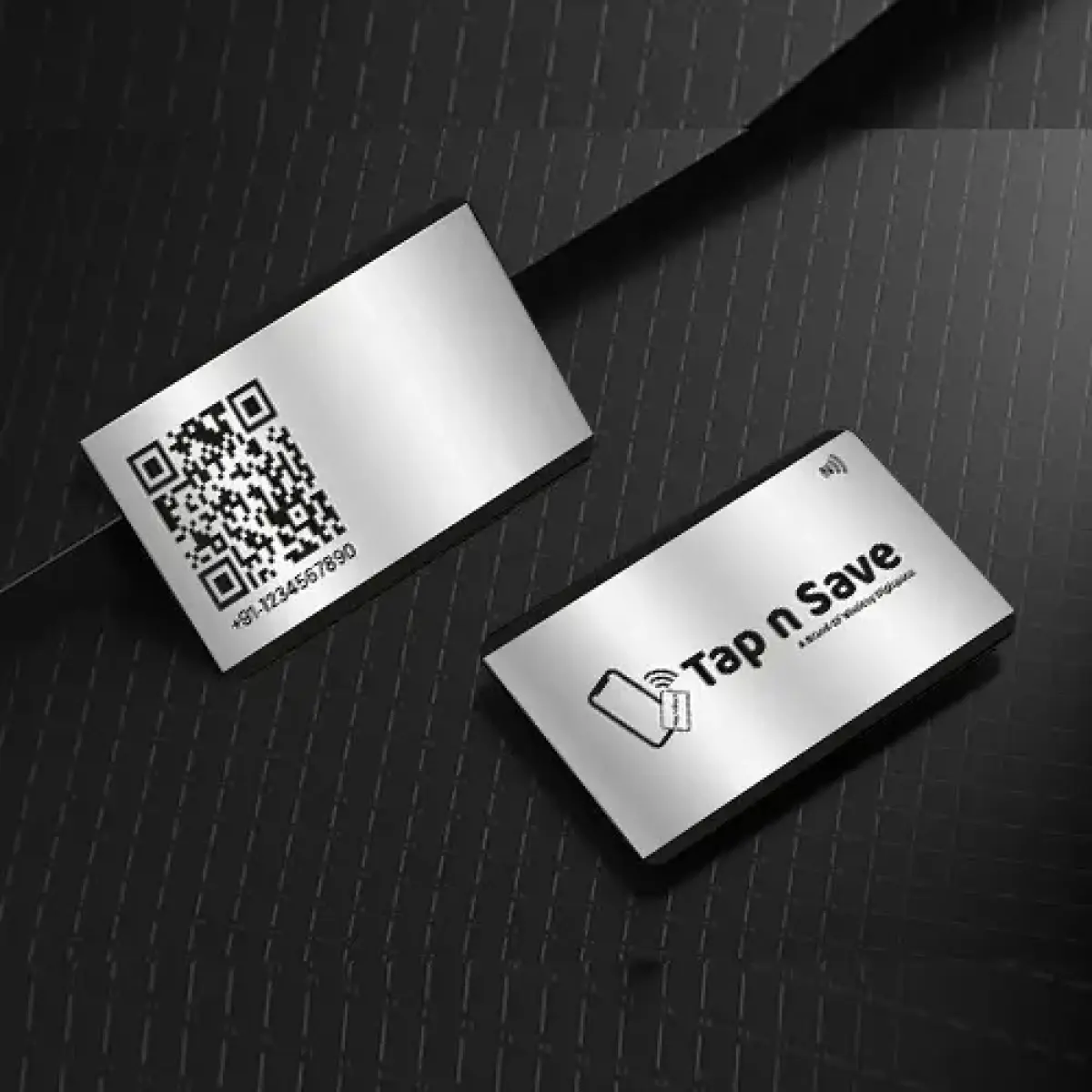 Modern Silver Horizontal NFC Metal Tap-to-Share Business Card (Engraving)