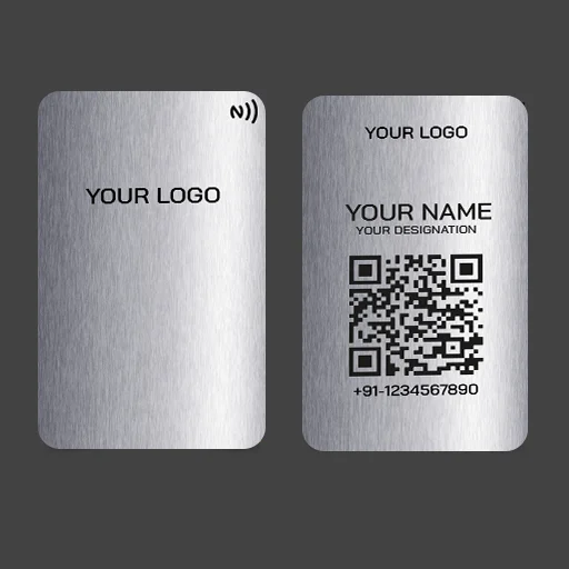 Elite Silver Metal NFC Business Card with Seamless Digital Profile Sharing