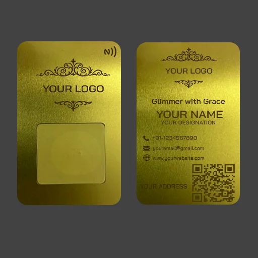 Elegant Gold-Plated Metal NFC Card with Advanced Tap-to-Share Technology