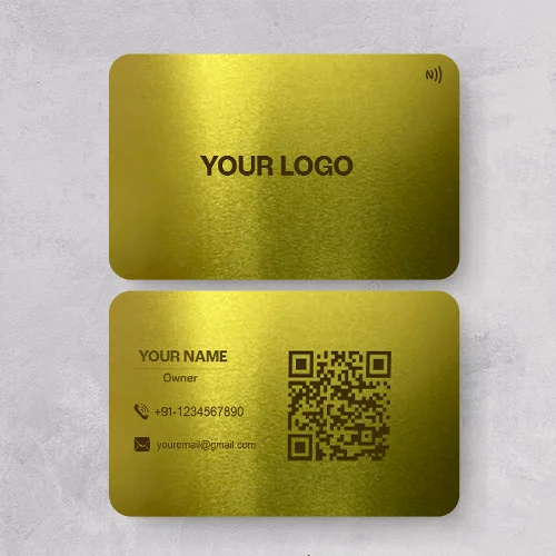 Luxury Gold Finish Horizontal NFC Metal Smart Visiting Card