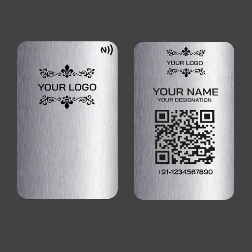 Elite Silver Metal NFC Business Card with Seamless Digital Profile Sharing